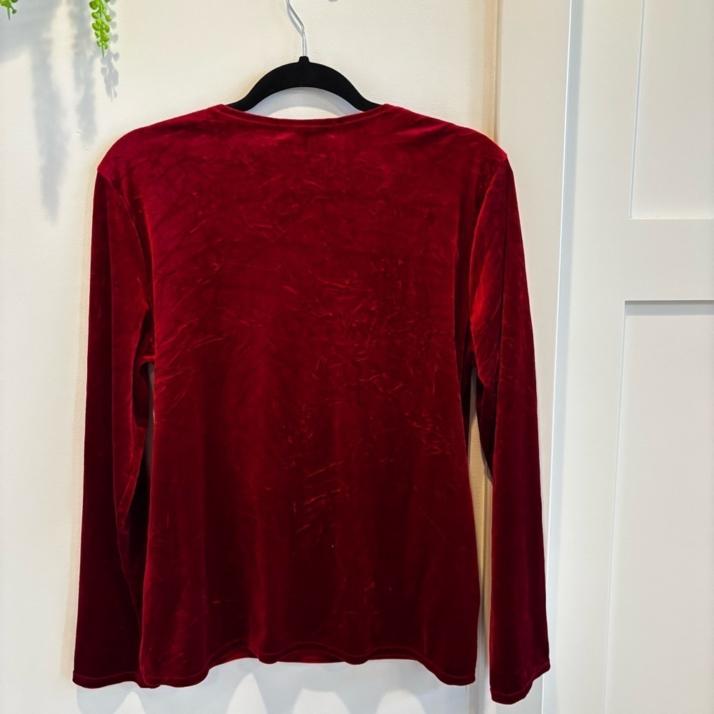 Notations Vintage Red Velvet Euro Long Sleeve Faux Wrap with Tank Women's Top XL - Picture 6 of 10